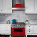ZLINE 30" Professional Dual Fuel Range in DuraSnow Stainless with Red Matte Door (RAS-RM-30) Ranges ZLINE 
