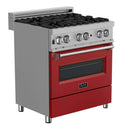 ZLINE 30" Professional Dual Fuel Range in DuraSnow Stainless with Red Matte Door (RAS-RM-30) Ranges ZLINE 