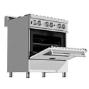 ZLINE 30" Professional Dual Fuel Range in DuraSnow Stainless with White Matte Door (RAS-WM-30) Ranges ZLINE 