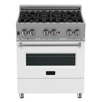 ZLINE 30" Professional Dual Fuel Range in DuraSnow Stainless with White Matte Door (RAS-WM-30) Ranges ZLINE 