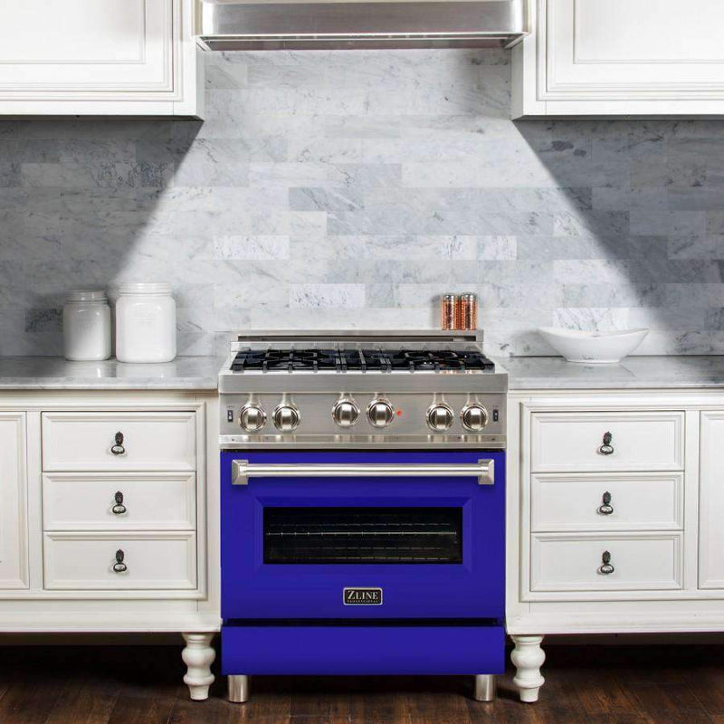 ZLINE 30" Professional Gas on Gas Range in Stainless Steel with Blue Matte Door (RG-BM-30) Ranges ZLINE 