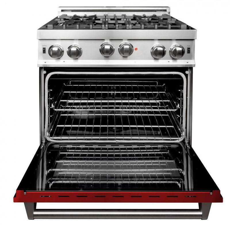 ZLINE 30" Professional Gas on Gas Range in Stainless Steel with Red Gloss Door (RG-RG-30) Ranges ZLINE 