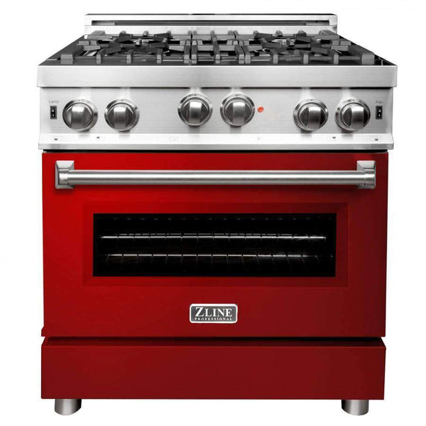 ZLINE 30" Professional Gas on Gas Range in Stainless Steel with Red Gloss Door (RG-RG-30) Ranges ZLINE 
