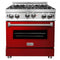 ZLINE 30-Inch Professional Gas on Gas Range in Stainless Steel with Red Gloss Door (RG-RG-30)