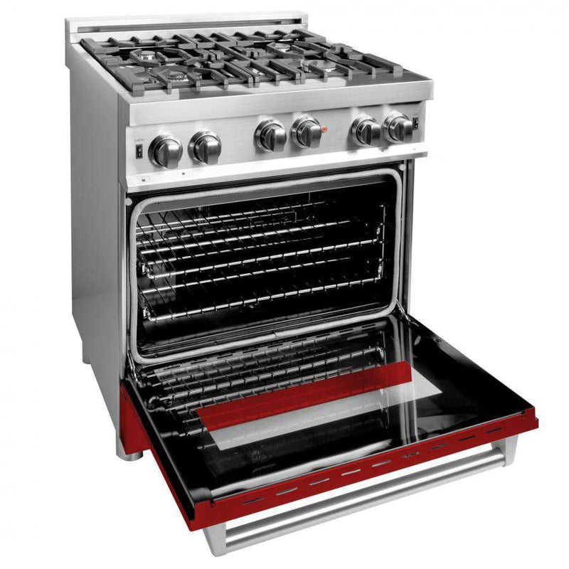 ZLINE 30" Professional Gas on Gas Range in Stainless Steel with Red Gloss Door (RG-RG-30) Ranges ZLINE 