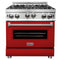 ZLINE 30-Inch Professional Gas on Gas Range in Stainless Steel with Red Matte Door (RG-RM-30)