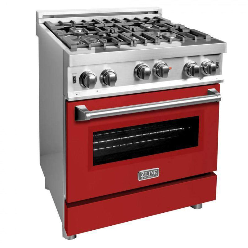 ZLINE 30" Professional Gas on Gas Range in Stainless Steel with Red Matte Door (RG-RM-30) Ranges ZLINE 