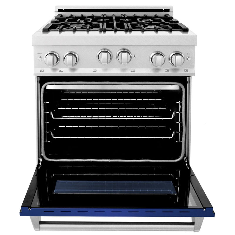 ZLINE 30" Range with 4.0 cu. ft. Gas Oven & Gas Cooktop in DuraSnow Stainless Steel with Blue Matte Door (RGS-BM-30) Ranges ZLINE 