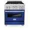 ZLINE 30-Inch Range with 4.0 cu. ft. Gas Oven & Gas Cooktop in DuraSnow Stainless Steel with Blue Matte Door (RGS-BM-30)