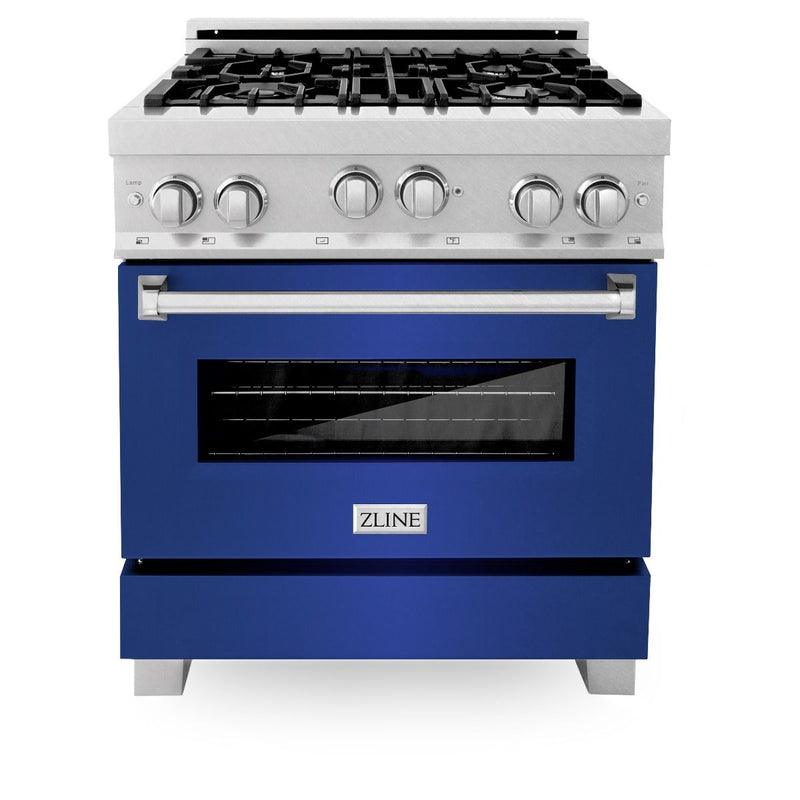 ZLINE 30" Range with 4.0 cu. ft. Gas Oven & Gas Cooktop in DuraSnow Stainless Steel with Blue Matte Door (RGS-BM-30) Ranges ZLINE 