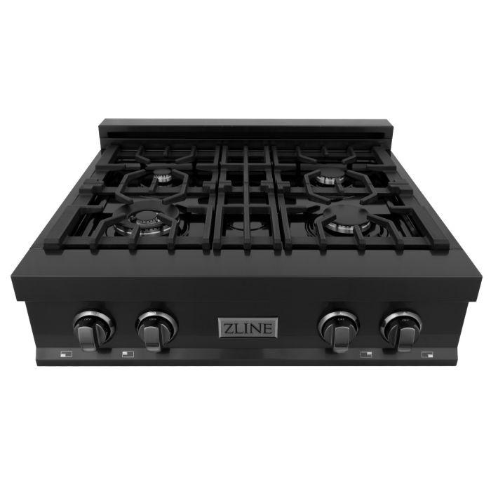 ZLINE 30" Rangetop in Black Stainless Steel with 4 Gas Burners (RTB-30) Rangetops ZLINE 