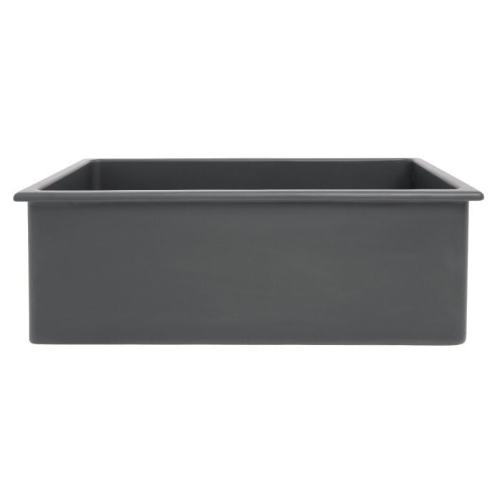 Charcoal single-bowl fireclay kitchen sink with rectangular basin