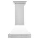 ZLINE 30" Stainless Steel Range Hood with White Matte Shell and Stainless Steel Handle (8654STX-WM-30) Range Hoods ZLINE 