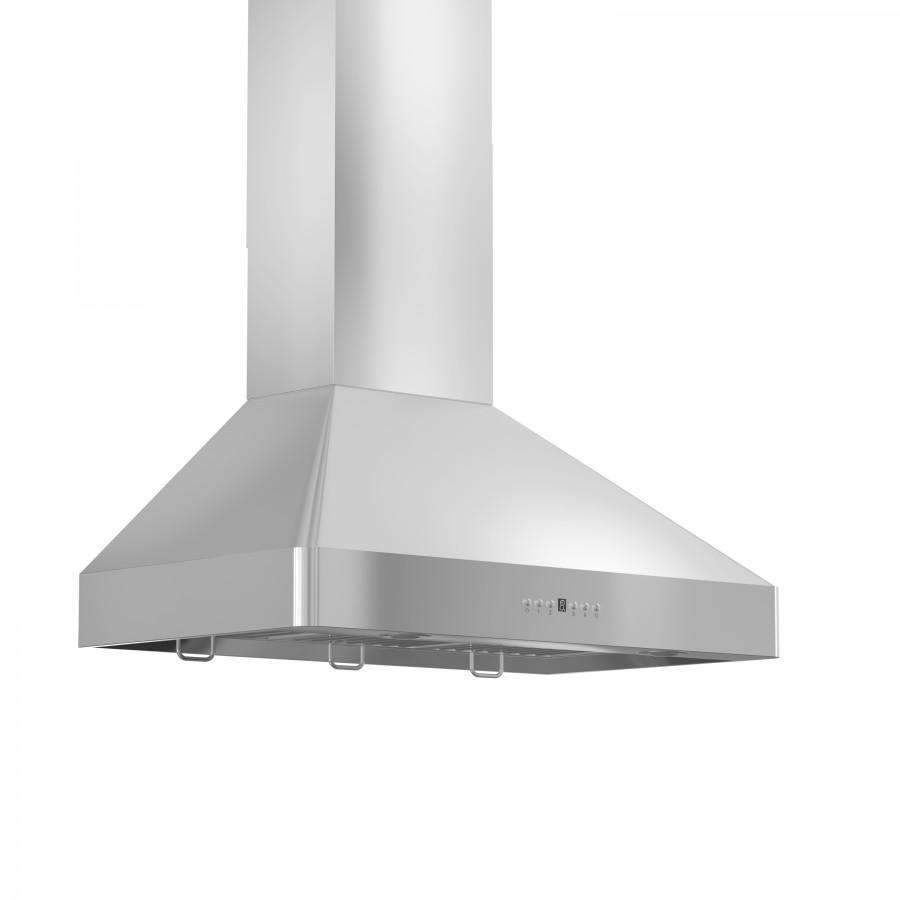 Stainless steel wall range hood canopy with front control panel and brackets