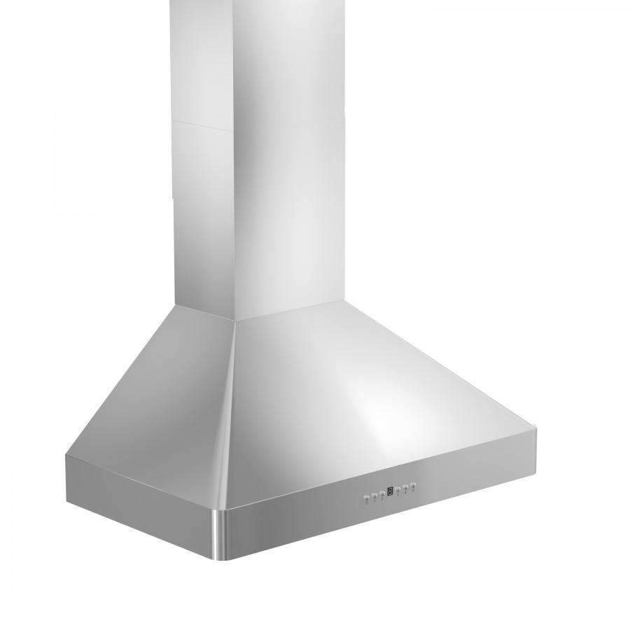 Stainless steel wall range hood, flat canopy with telescoping chimney