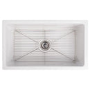 ZLINE 30" Turin Farmhouse Apron Front Reversible Single Bowl Fireclay Kitchen Sink with Bottom Grid in White Gloss (FRC5117-WH-30) Kitchen Sink ZLINE 