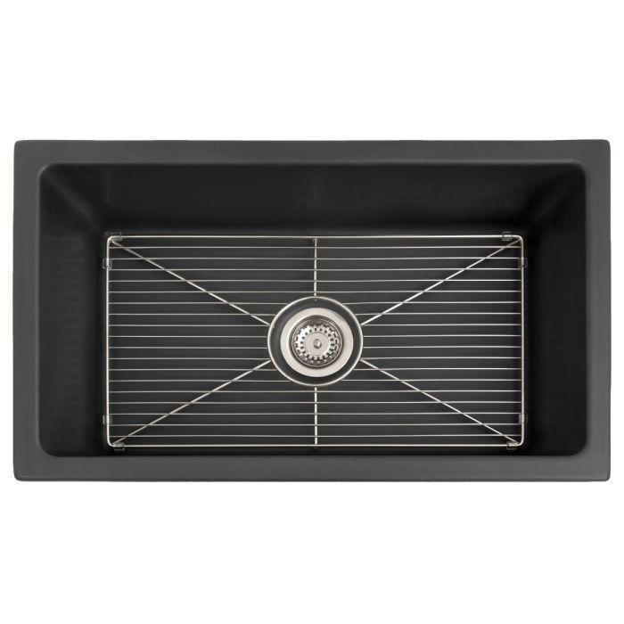 ZLINE 30" Venice Farmhouse Apron Front Reversible Single Bowl Fireclay Kitchen Sink with Bottom Grid in Charcoal (FRC5119-CL-30) Kitchen Sink ZLINE 