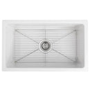ZLINE 30" Venice Farmhouse Apron Front Reversible Single Bowl Fireclay Kitchen Sink with Bottom Grid in White Gloss (FRC5119-WH-30) Kitchen Sink ZLINE 