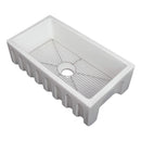 ZLINE 30" Venice Farmhouse Apron Front Reversible Single Bowl Fireclay Kitchen Sink with Bottom Grid in White Matte (FRC5119-WM-30) Kitchen Sink ZLINE 