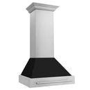 ZLINE 30" Wall Mount Range Hood in Stainless Steel with Black Matte Shell and Stainless Steel Handle (8654STX-BLM-30) Range Hoods ZLINE 