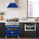 ZLINE 30" Wall Mount Range Hood in Stainless Steel with Blue Gloss Shell and Stainless Steel Handle (8654STX-BG-30) Range Hoods ZLINE 