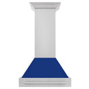 ZLINE 30" Wall Mount Range Hood in Stainless Steel with Blue Gloss Shell and Stainless Steel Handle (8654STX-BG-30) Range Hoods ZLINE 