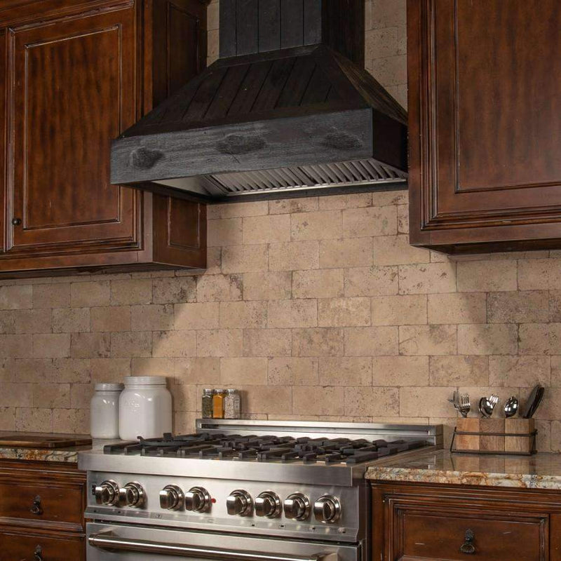 ZLINE 30" Wooden Wall Mount Range Hood with Rustic Dark Finish (349DD-30) Range Hoods ZLINE 