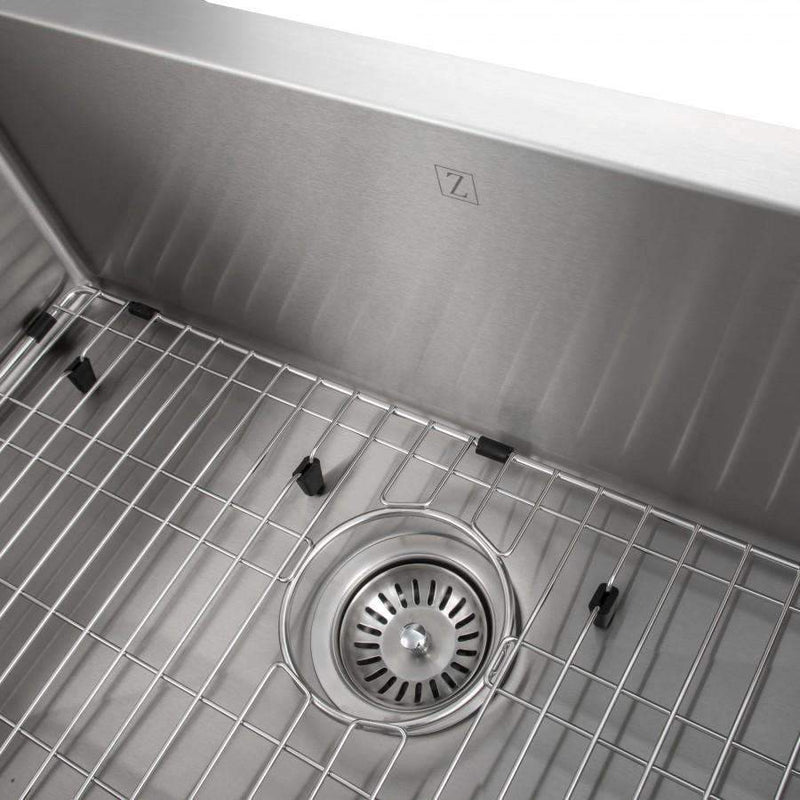 ZLINE 30" Zermatt Farmhouse Apron Mount Single Bowl Stainless Steel Kitchen Sink with Bottom Grid (SAS-30) Kitchen Sink ZLINE 