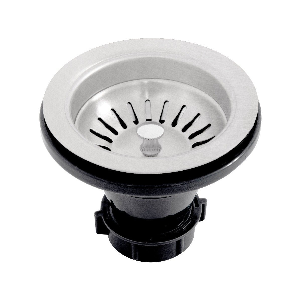Stainless steel sink drain strainer with black mounting base
