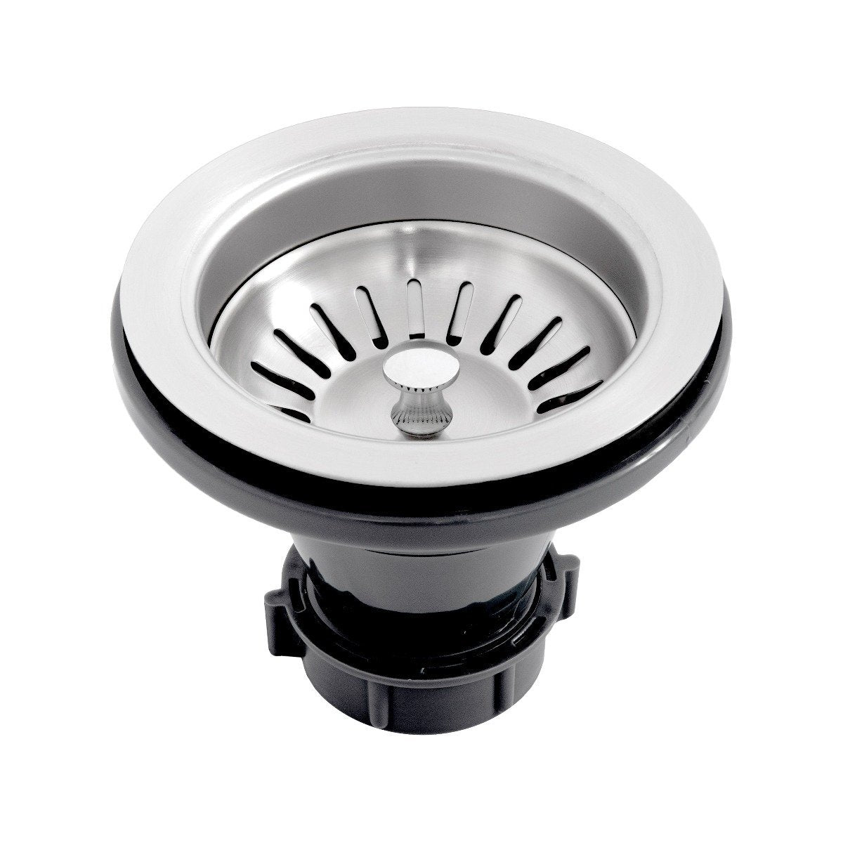 Stainless steel sink drain strainer with circular basket and perforated insert