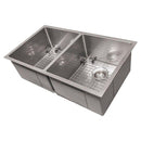 ZLINE 33" Anton Undermount Double Bowl DuraSnow® Stainless Steel Kitchen Sink with Bottom Grid (SR50D-33S) Kitchen Sink ZLINE 