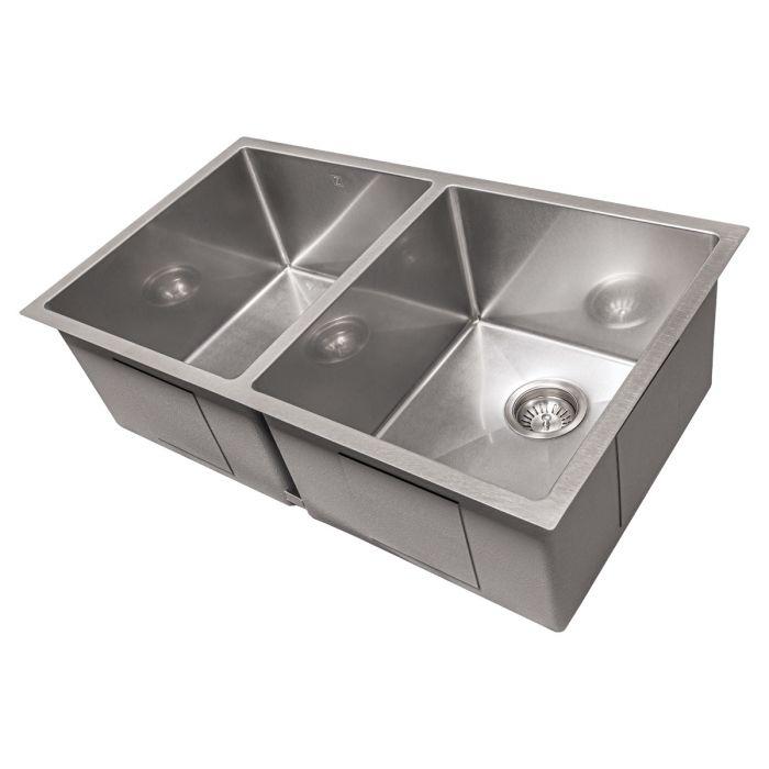ZLINE 33" Anton Undermount Double Bowl DuraSnow® Stainless Steel Kitchen Sink with Bottom Grid (SR50D-33S) Kitchen Sink ZLINE 