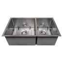 ZLINE 33" Chamonix Undermount Double Bowl DuraSnow® Stainless Steel Kitchen Sink with Bottom Grid (SR60D-33S) Kitchen Sink ZLINE 