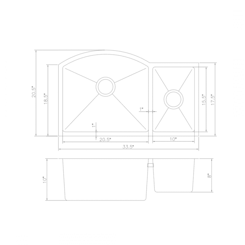 ZLINE 33" Cortina Undermount Double Bowl Stainless Steel Kitchen Sink with Bottom Grid (SC70D-33) Kitchen Sink ZLINE 