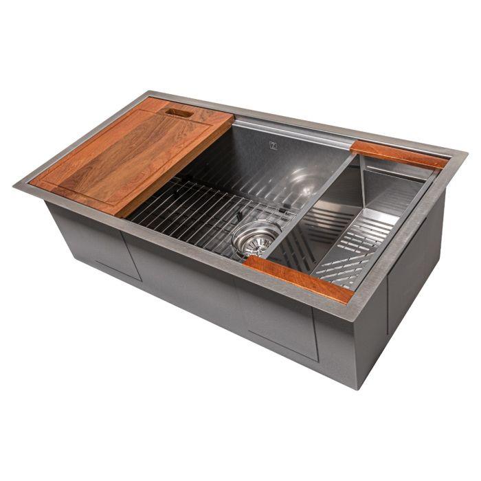 Undermount single-bowl stainless steel sink with bottom grid and drain assembly