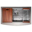 ZLINE 33" Moritz Farmhouse Apron Mount Single Bowl DuraSnow® Stainless Steel Kitchen Sink with Bottom Grid and Accessories (SLSAP-33S) Kitchen Sink ZLINE 