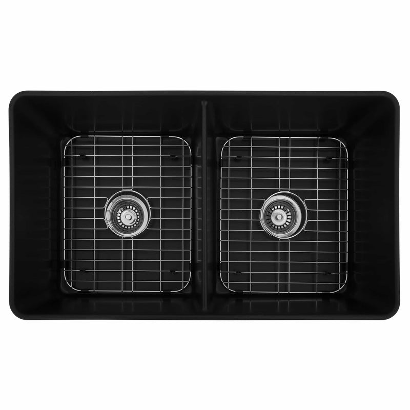 ZLINE 33" Siena Farmhouse Double Bowl Apron Mount Quartz Sink in Matte Black (SK-QAD-MB-33) Kitchen Sink ZLINE 