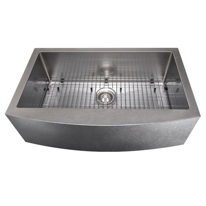 ZLINE 33" Vail Farmhouse Apron Mount Single Bowl DuraSnow® Stainless Steel Kitchen Sink with Bottom Grid (SAS-33S) Kitchen Sink ZLINE 