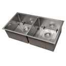 ZLINE 36" Anton Undermount Double Bowl DuraSnow® Stainless Steel Kitchen Sink with Bottom Grid (SR50D-36S) Kitchen Sink ZLINE 