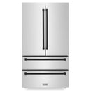 ZLINE Autograph Edition 4-Piece Appliance Package - 36-Inch Dual Fuel Range, Refrigerator, Wall Mounted Range Hood, & 24-Inch Tall Tub Dishwasher in Stainless Steel with Matte Black Trim (4KAPR-RARHDWM36-MB)