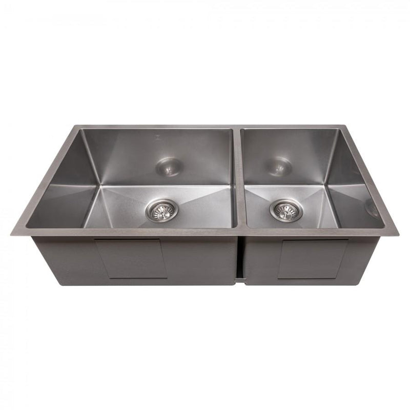 ZLINE 36" Chamonix Undermount Double Bowl DuraSnow® Stainless Steel Kitchen Sink with Bottom Grid (SR60D-36S) Kitchen Sink ZLINE 