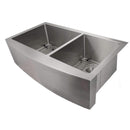 ZLINE 36" Courchevel Farmhouse Apron Mount Double Bowl Stainless Steel Kitchen Sink with Bottom Grid (SA60D-36) Kitchen Sink ZLINE 