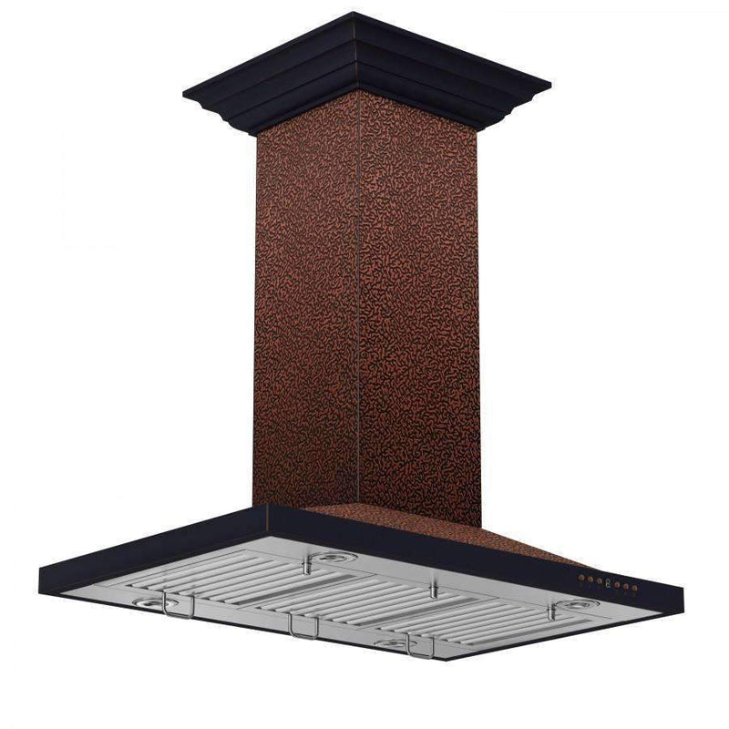 ZLINE 36" Designer Embossed Copper Finish Island Range Hood (8GL2Ei-36) Range Hoods ZLINE 