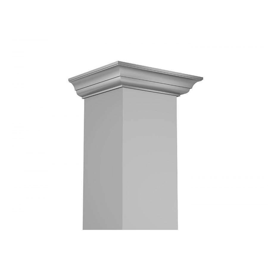 Stainless steel chimney cover for wall mount range hood with crown molding top