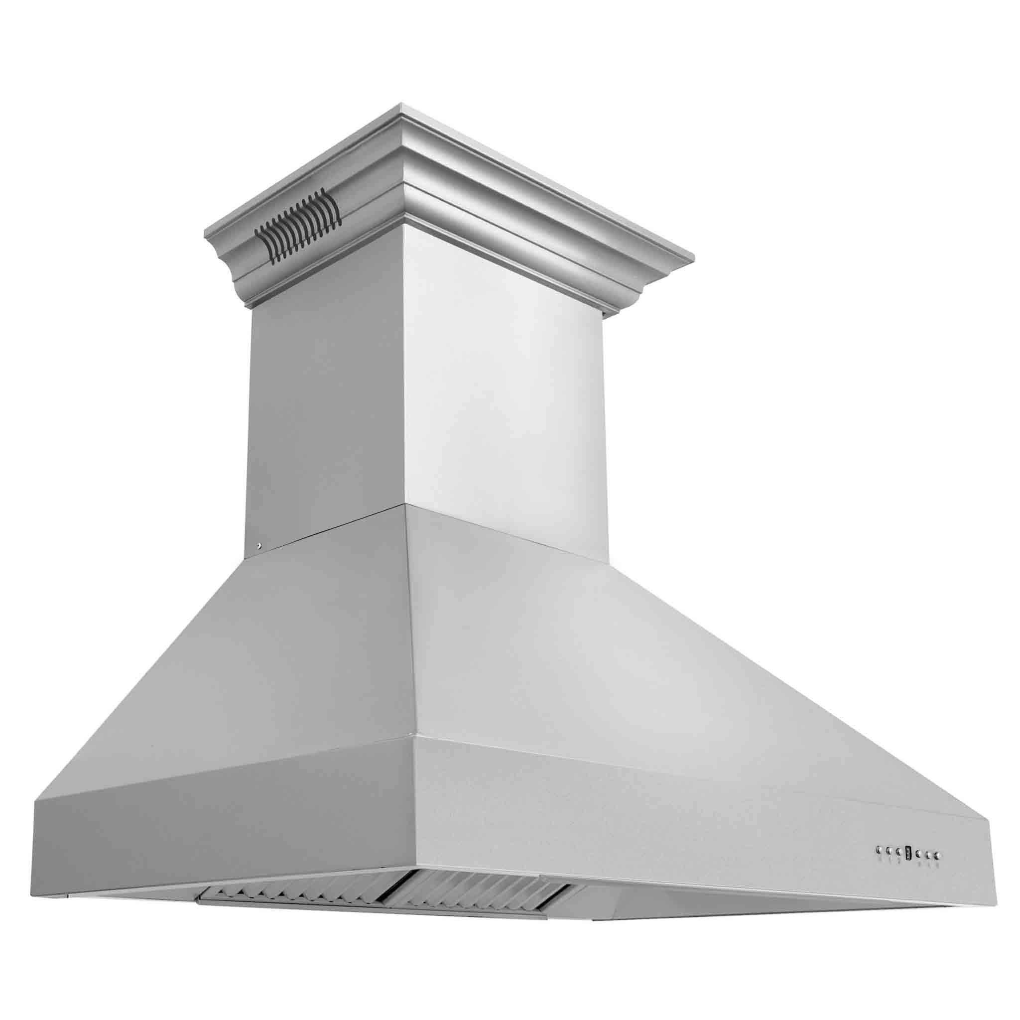 Stainless steel chimney wall range hood with vented speaker grille