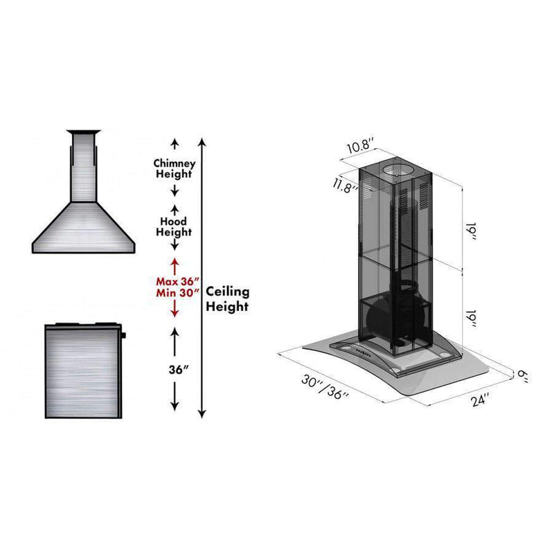 ZLINE 36" Island Range Hood (GL9i-36-400) Range Hoods ZLINE 