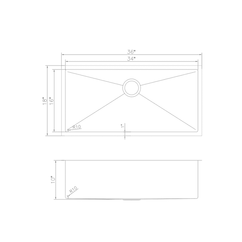 ZLINE 36" Meribel Undermount Single Bowl Stainless Steel Kitchen Sink with Bottom Grid (SRS-36) Kitchen Sink ZLINE 