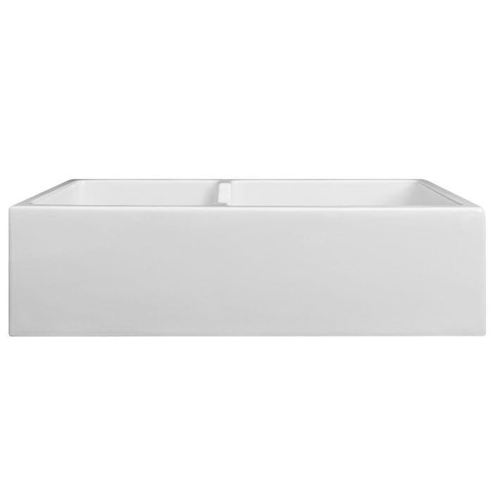 ZLINE 36" Palermo Farmhouse Apron Front Double Bowl Reversible Fireclay Kitchen Sink with Bottom Grid in White Gloss (FRC5121-WH-36) Kitchen Sink ZLINE 