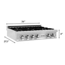 ZLINE 36-Inch Porcelain Gas Stovetop in Fingerprint Resistant Stainless Steel with 6 Gas Burners and Griddle (RTS-GR-36)