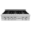 ZLINE 36-Inch Porcelain Gas Stovetop in Fingerprint Resistant Stainless Steel with 6 Gas Burners and Griddle (RTS-GR-36)